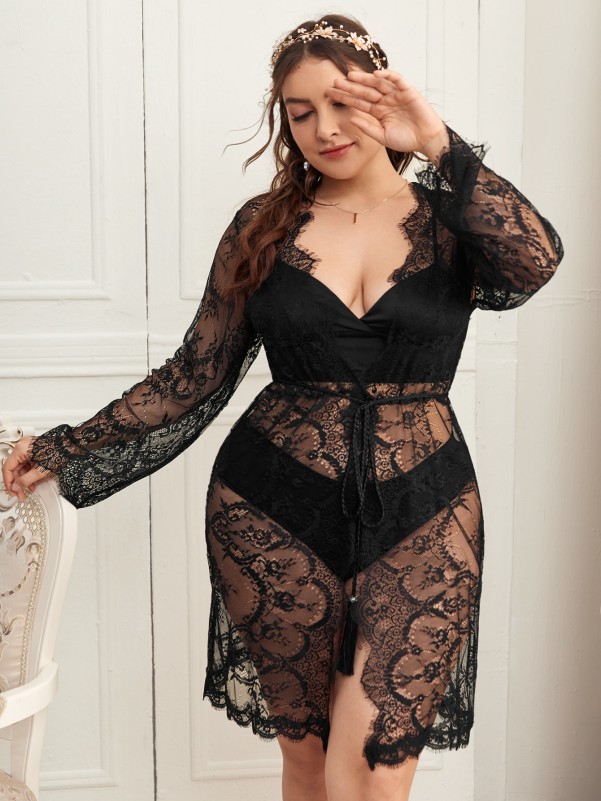 plus-sheer-lace-belted-robe